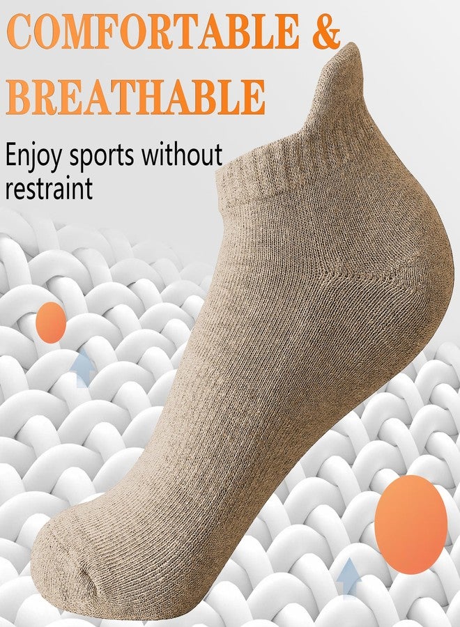 IMAGERIO Ankle Socks for Women and Men, Heel Tab Athletic Socks, Running, Low Cut, Tab Socks, Sports, No Show, Anti-Blister, Unisex, 6 Pairs - Khaki - Image 4